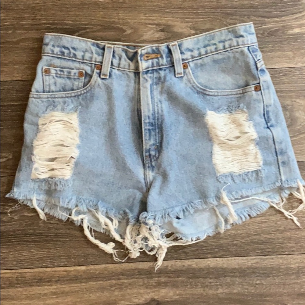 Ripped jean shorts